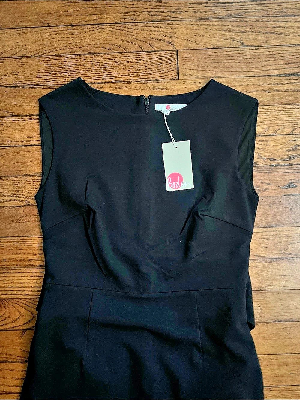 Boden Tie Waist Ponte Dress Black Sleeveless Midi Size 6 NWT